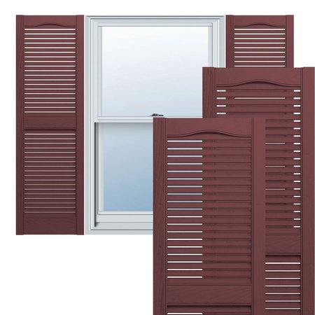 12 in. W x 43 in. H Builders Edge, Cathedral Top Cntr Mullion, Open Louver Shutters, 167 - Bordeaux -  EKENA MILLWORK, 010120043167